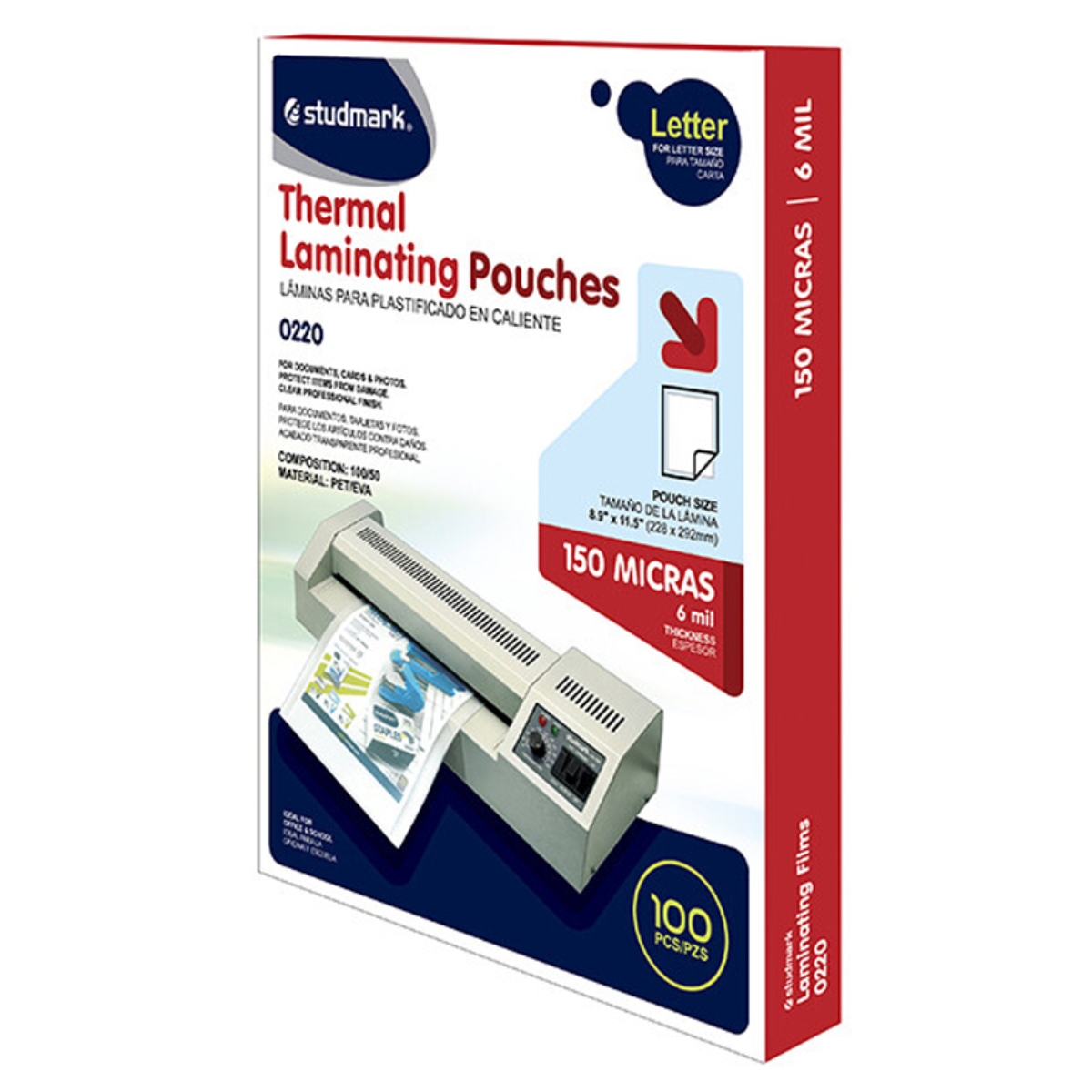 LAMINAS PARA PLASTIFICAR TAMANO CARTA LATERAL 150 MICRAS (100) STUDMARK ST-00220-LS.jpg