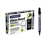 Marcador Studmark para pizarra, punta redonda, a base de agua, color negro (caja de 12 unidades).