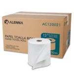 Caja de Papel Toalla Alenna en Rollo 150 Metros, 12 Unidades para Dispensador Universal