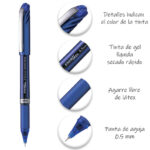 Pentel Energel Needle Tip. Boligrafo De Tinta Gel Liquida Azul. Punta De Aguja (0.5 Mm).