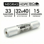 Rollo De Bolsas De Basura Semitransparente Resistentes 32 X 40. 15 Unds.