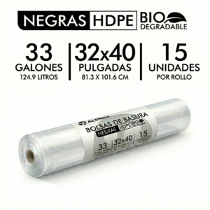 Rollo De Bolsas De Basura Semitransparente Resistentes 32 X 40. 15 Unds.