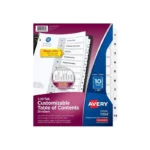 Separadores Avery 11134 Indices 1-10 Blanco y Negro Tamano Carta Reforzados