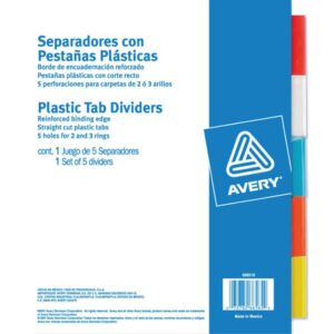 Separadores Avery 66566 Cartulina Amarilla 8 Pestanas Transparentes Tamano Carta